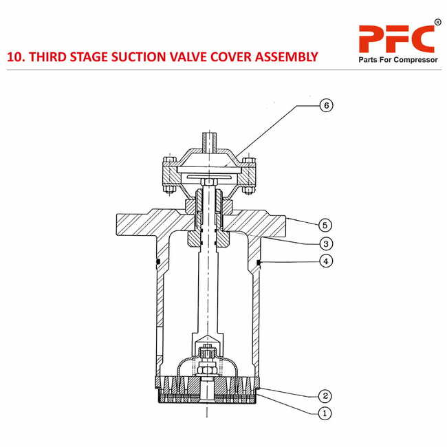 Third Stage Suction Valve Cover Assembly HN2T 100PD