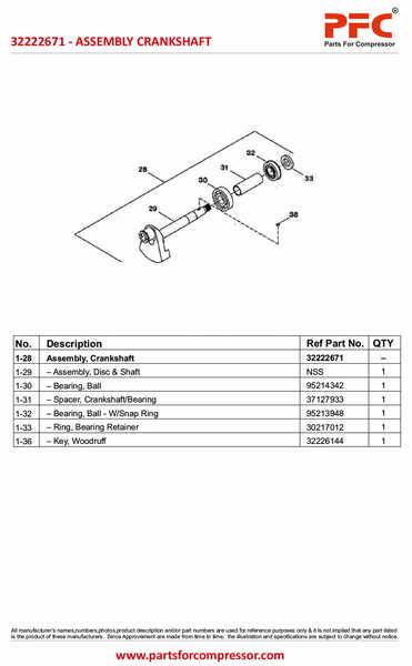 Crankshaft Complete with Bushing 32222671* Replacement