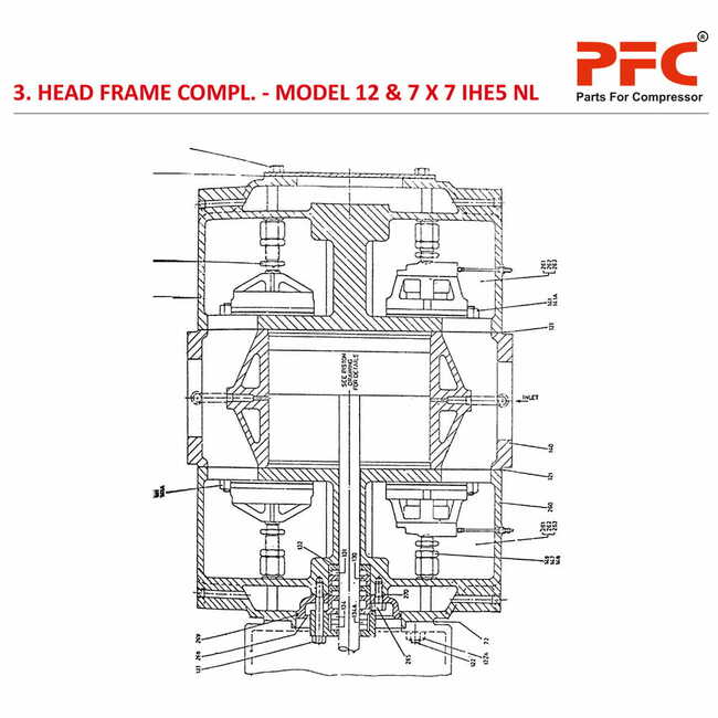 Head Frame IR 12 & 7 X 7 IHE5 NL Compressor Parts