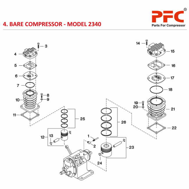 Bare Compressor IR 2340 Air Compressor Parts