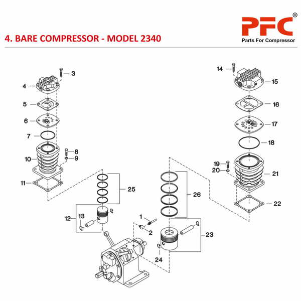 Bare Compressor IR 2340 Air Compressor Parts