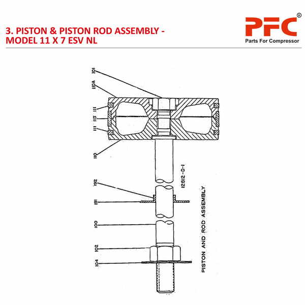 Piston & Piston Rod IR 11 X 7 ESV NL Compressor Parts