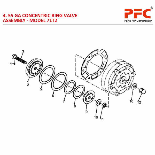 55 GA Concentric Ring Valve Assly. IR 71T2 Parts