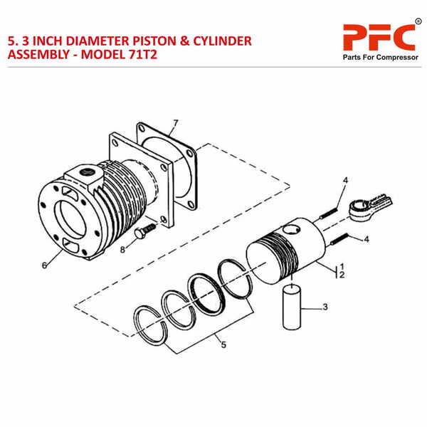 3" Piston & Cylinder IR 71T2 Air Compressor Parts