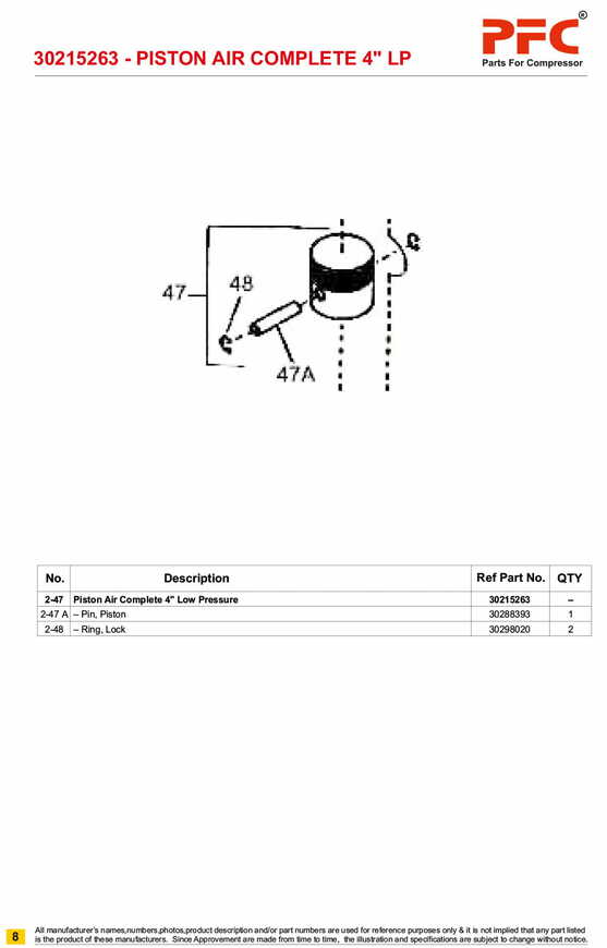 Piston LP with Pin & Lock 4inch 30215263 Replacement