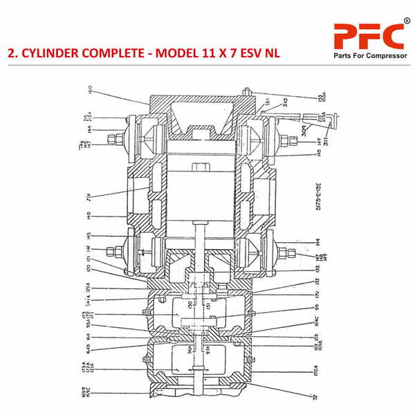 Cylinder Complete IR 11 X 7 ESV NL Compressor Parts