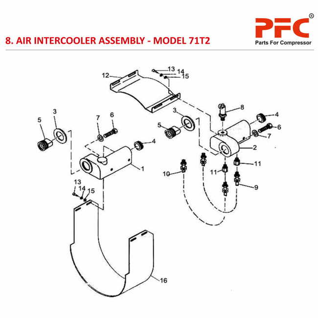 Air Intercooler IR 71T2 Air Compressor Parts