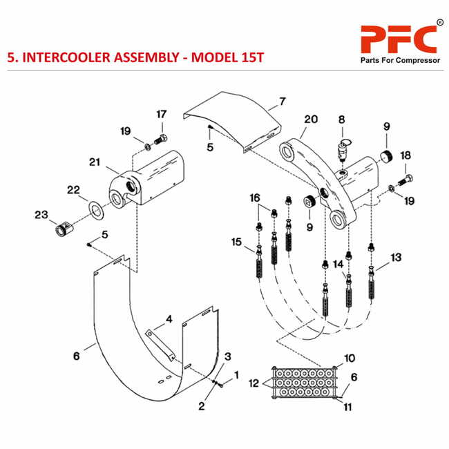 Intercooler Assembly IR 15T Air Compressor Parts