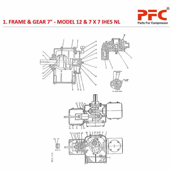 Frame & Gear 7" IR 12 & 7 X 7 IHE5 NL Compressor Parts