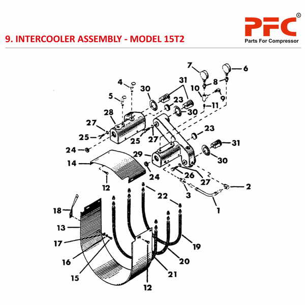 Intercooler Assembly IR 15T2 Compressor Parts