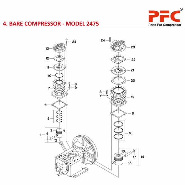 Bare Compressor IR 2475 Air Compressor Parts