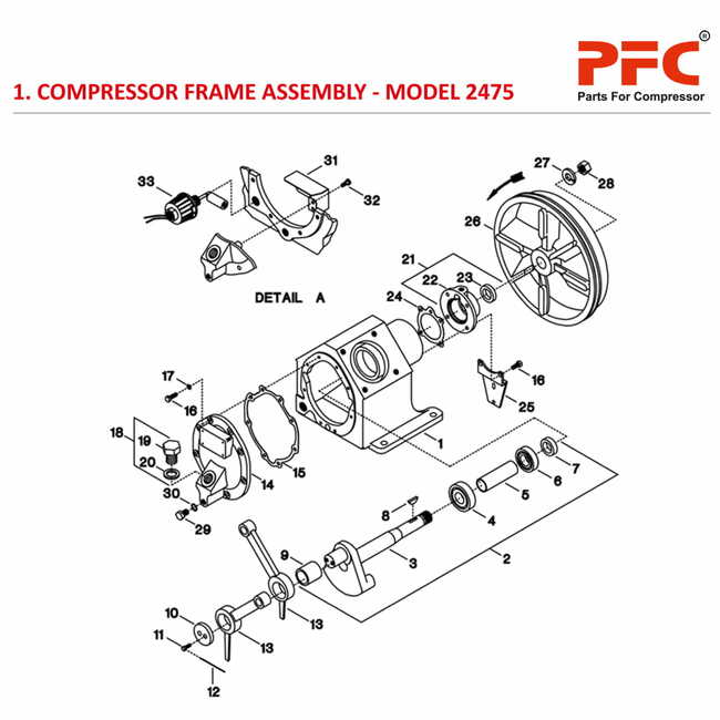 Compressor Frame IR 2475 Air Compressor Parts