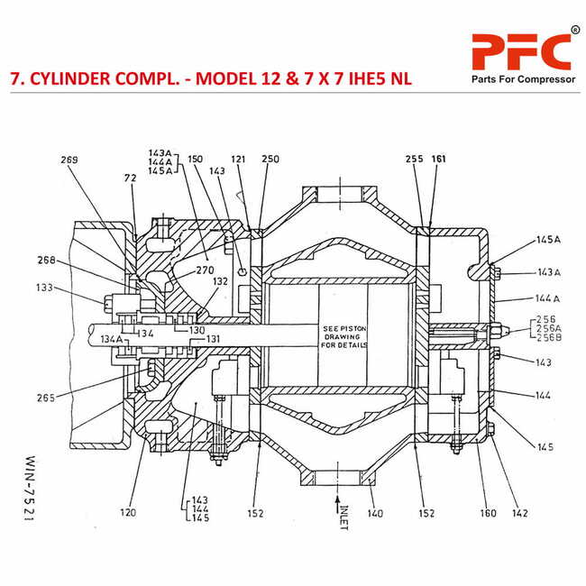 Cylinder Complete IR 12 & 7 X 7 IHE5 NL Compressor Parts