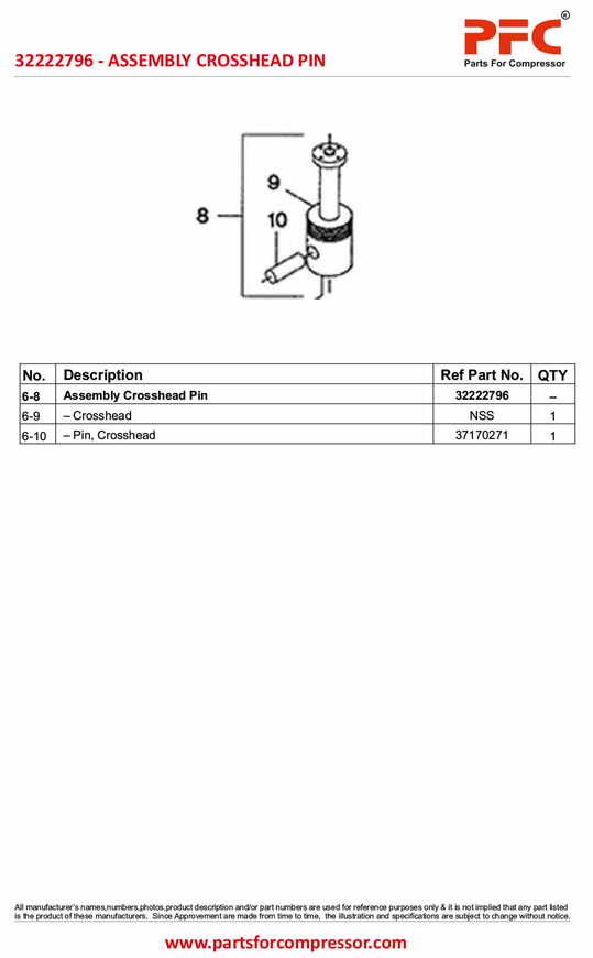 Assembly Crosshead / Pin 32222796 Replacement