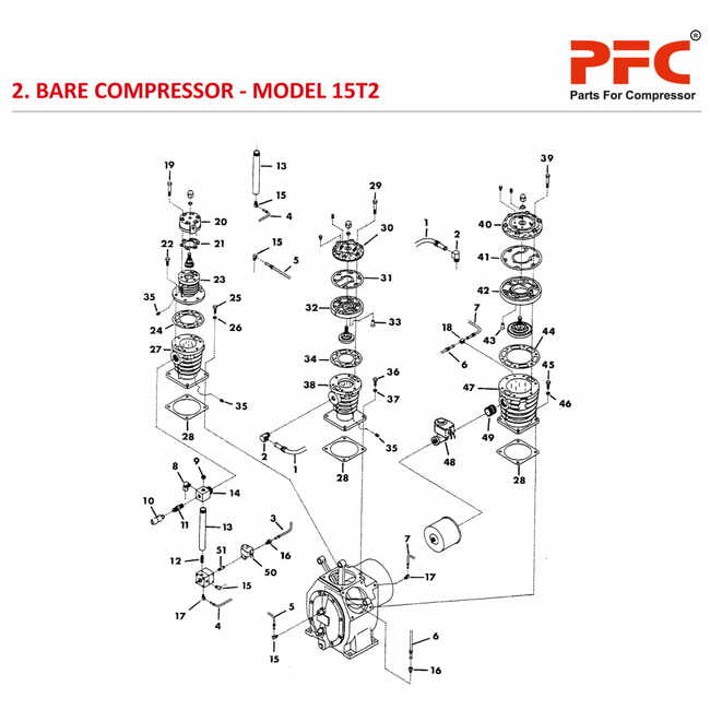 Bare Compressor IR 15T2 Air Compressor Parts