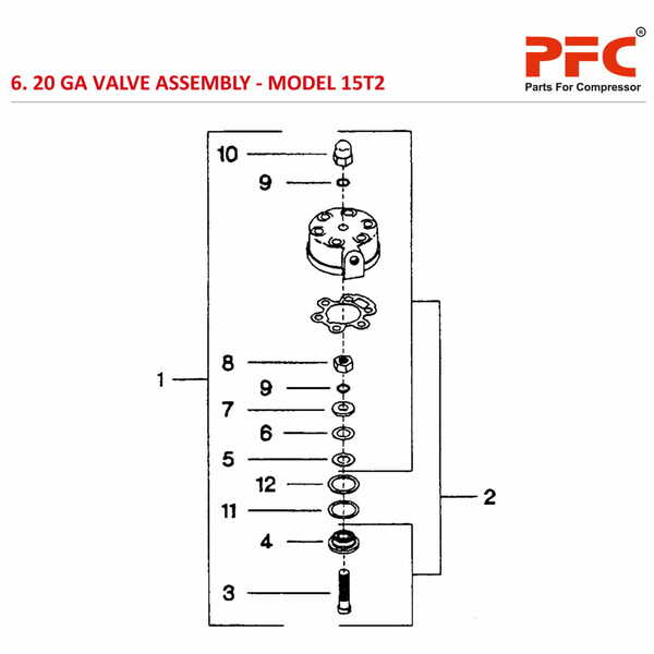 20 GA Valve IR 15T2 Air Compressor Parts