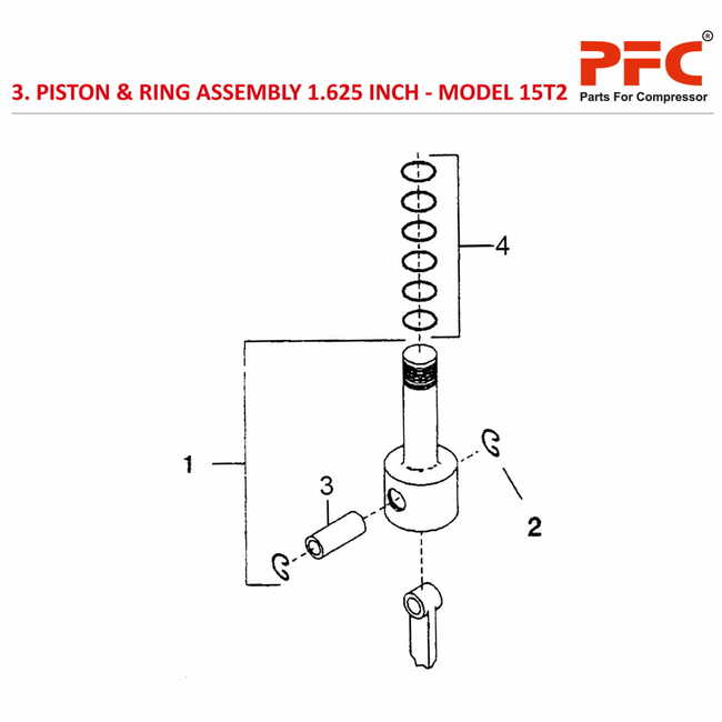 Piston & Ring 1.625 Inch IR 15T2 Compressor Parts