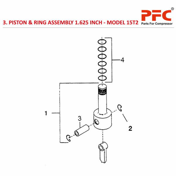 Piston & Ring 1.625 Inch IR 15T2 Compressor Parts