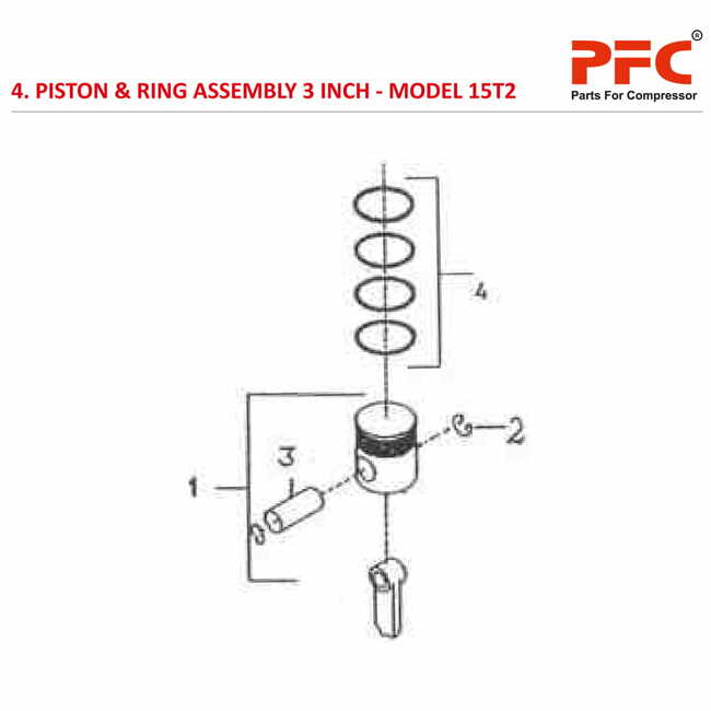 Piston & Ring 3 Inch IR 15T2 Compressor Parts