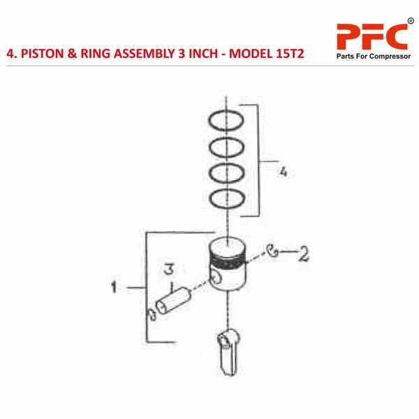 Piston & Ring 3 Inch IR 15T2 Compressor Parts