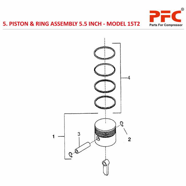 5.5 Piston & Ring IR 15T2 Air Compressor Parts