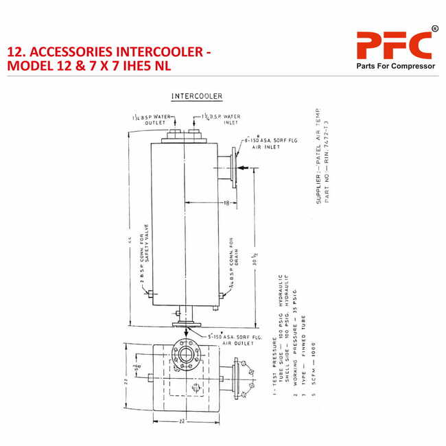 Accessories Intercooler IR 12 & 7 X 7 IHE5 NL Compressor Parts