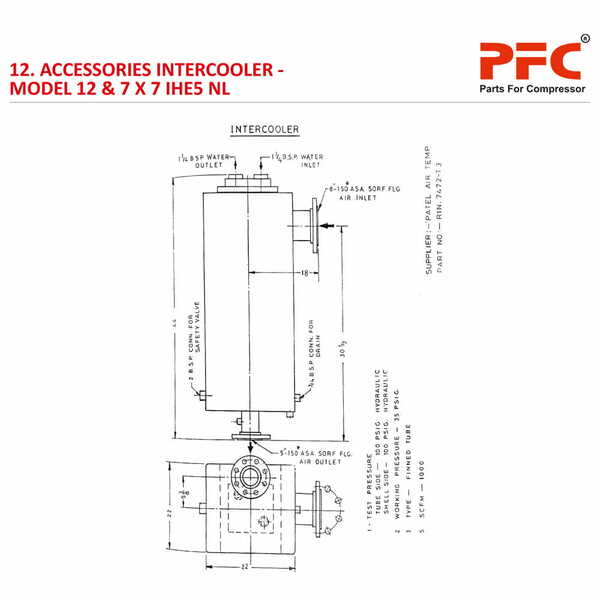 Accessories Intercooler IR 12 & 7 X 7 IHE5 NL Compressor Parts