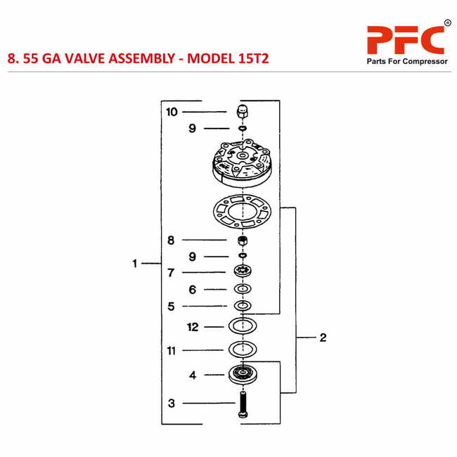 55 GA Valve IR 15T2 Air Compressor Parts