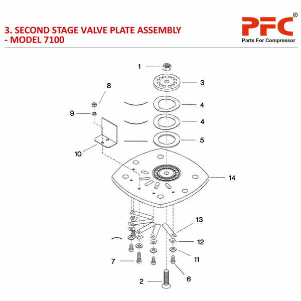 2nd Stage Valve Plate IR 7100 Compressor Parts