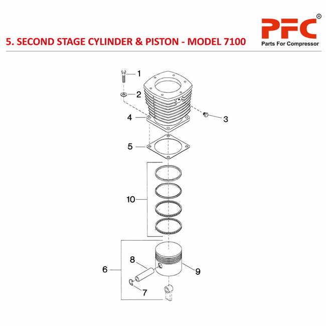 Second Stage Cylinder & Piston IR 7100 Parts