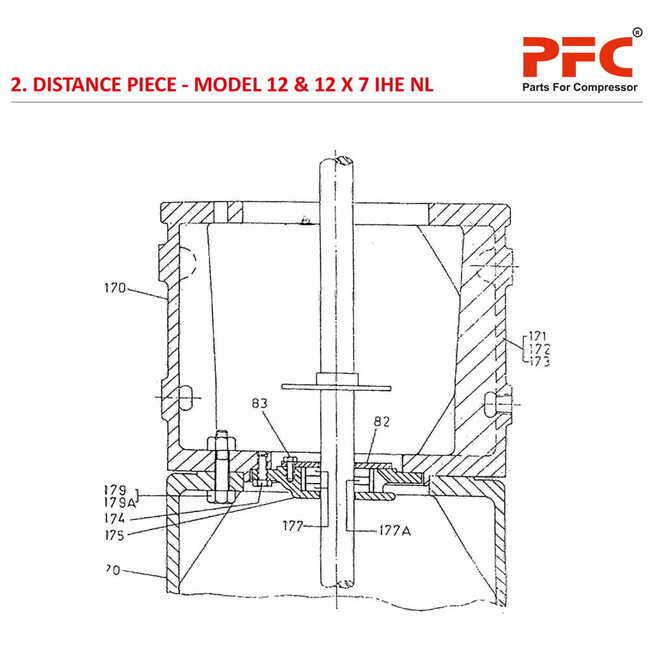 Distance Piece Complete IR 12 & 12 X 7 IHE NL Compressor Parts