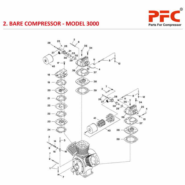 Bare Compressor IR 3000 Air Compressor Parts