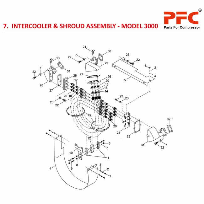 Intercooler IR 3000 Air Compressor Parts