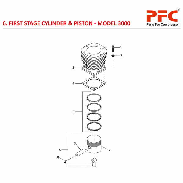 First Stage Cylinder & Piston IR 3000 Parts