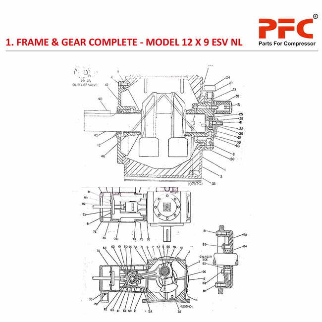 Frame & Gear Complete IR 12 X 9 ESV 1 NL Compressor Parts