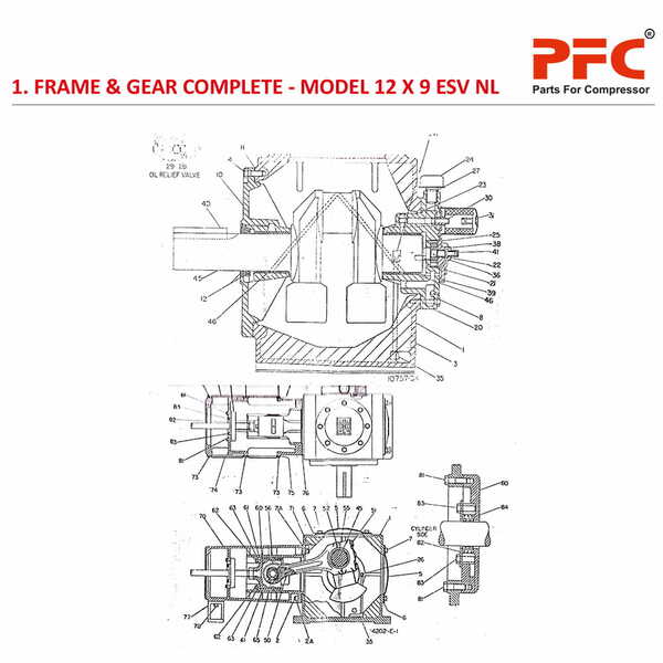 Frame & Gear Complete IR 12 X 9 ESV 1 NL Compressor Parts